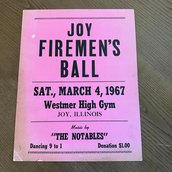 Unbranded Other - Vintage 1967 Joy Firemen's Ball Poster Winola High School Basketball Schedule